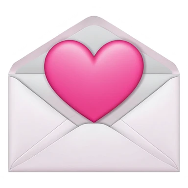 a white envelope featuring a bright pink heart in the center, on a solid light background sticker