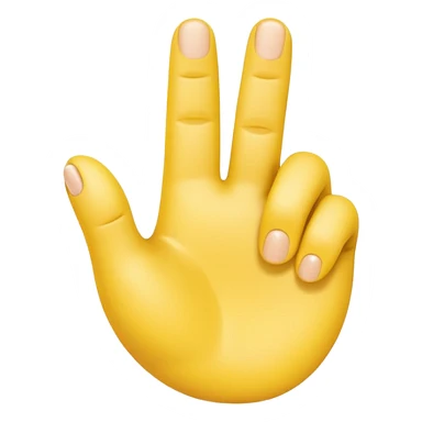A bright yellow cartoon hand making an ‘L’ shape with the thumb and index finger. The other fingers are curled down. The hand is shown facing forward with a soft, rounded 3D style, similar to Apple emoji design. sticker