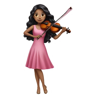 Super long black hair - white girl- playing violin- pink dress sticker