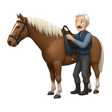 Old man holding horse wip sticker