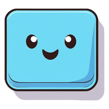 square pastel blue button with soft shadow sticker