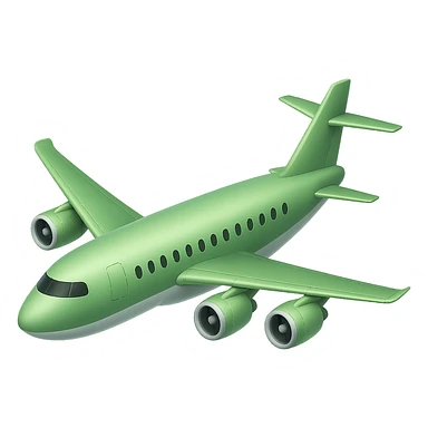Remove any stars from the airplane. Add one turbine on each wing. Keep the airplane light green. No background. sticker
