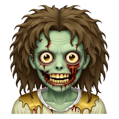 zombie with Brunette fluffy hair and grillz sticker