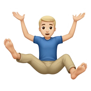 An emoji face that has his feet in the air behind him sticker