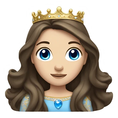Brunette princess with long hair blue eyes wearing a crown  sticker