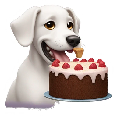 dog eating a cake  sticker