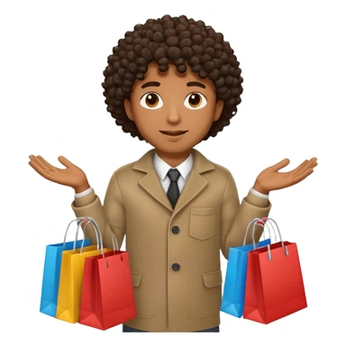 black man with curly hair shopping sticker