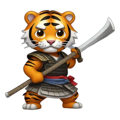 Tiger samurai holding axe sticker