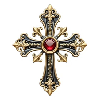 Italian dark metal cross sticker