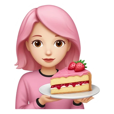 woman holding pink Crepe gooey strawberry SPAM  jam cake sticker