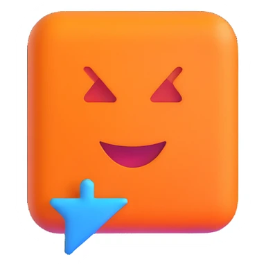 2D orange square with a white check mark inside, 3D emoji style sticker