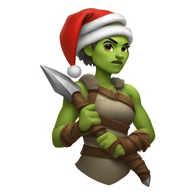 orc female warrior with santa hat sticker