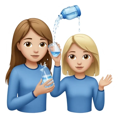 una chica soltando encima de la cabeza de otra chica sticker