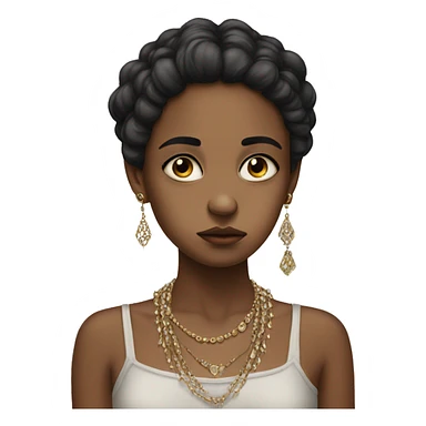 portrait of a sad girl with jewelry sticker