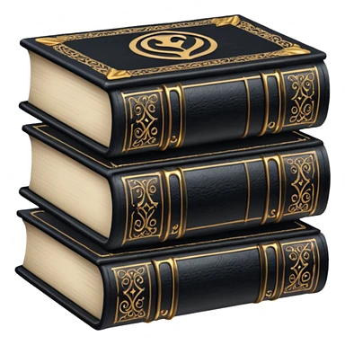 5 black gothic books on top sticker