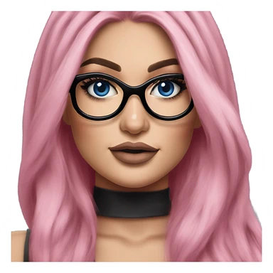 Photo Realistic kylie jenner stylish pink hair BLUE eyes and glasses elegant  sticker