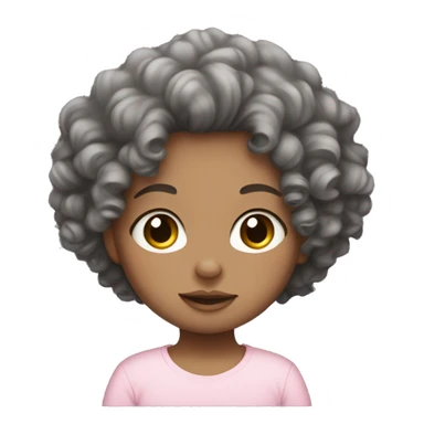Black curly hair white girl with baby pink shirt sticker