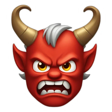 create an emoji of a red angry devil with 3 horns sticker