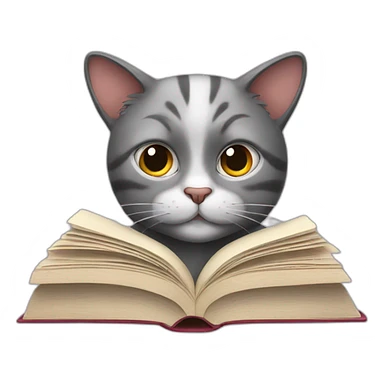 Cat reading books sticker