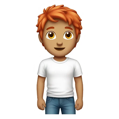 Boy with red hair and white T-shirt  sticker
