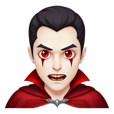 vampire with red cape and blood sticker