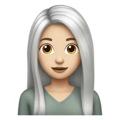 Streight hair girl with white skin sticker