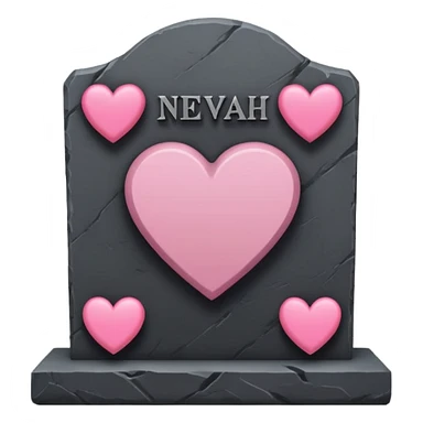 Headstone that says NEVAEH with pink hearts sticker