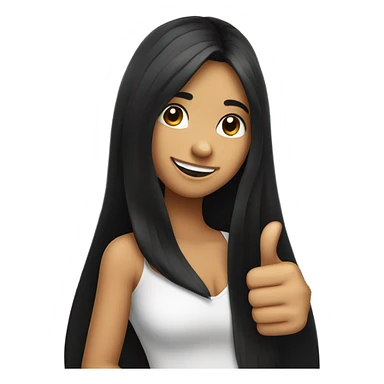 a girl with long black hair thumbs up sticker