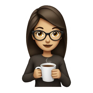 brunette with glasses, drinking coffee  sticker