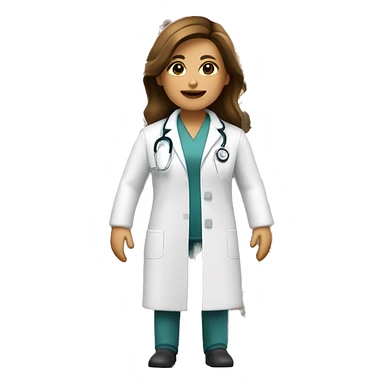 doctora de piel blanca con pelo castaño oscuro ondulado y largo sticker