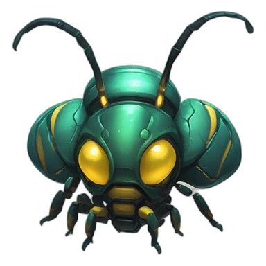 alien roboti bee creature  monster scifi roguelike rpg style inspired by slay thee spire sticker