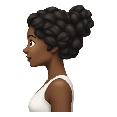 the back of a brown women, with black hair, a white crop top, wavy long hair sticker
