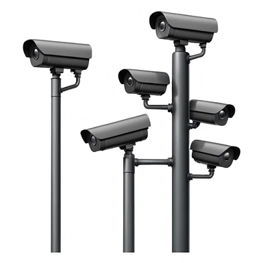 Multiple CCTV cameras on a pole in black  sticker