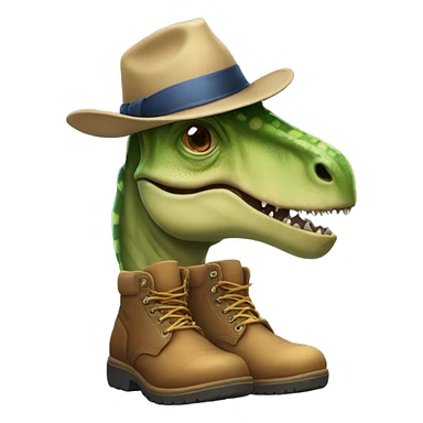 A dinosaur with a boot on its head and hats on it feet sticker