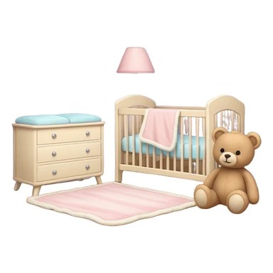 baby room, Cozy baby room with crib and teddy bear sticker