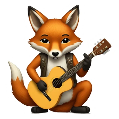 fox playing a guitar  sticker