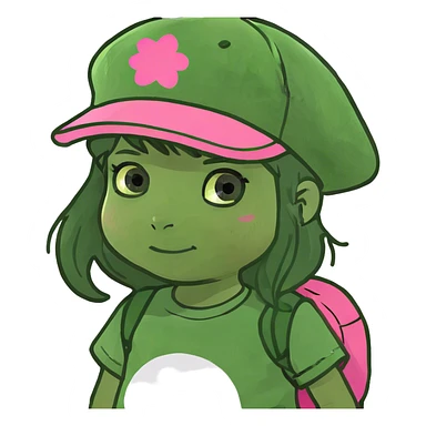 Niña con un gorro rosa sticker