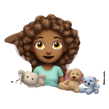 A girl in her bed with stuffies cozy sticker