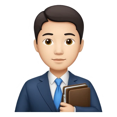 a financier asian man with a portfolio sticker