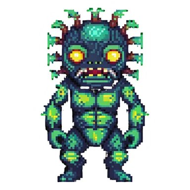Comical radioactive mutant with glowing features sticker