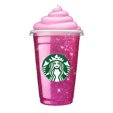 Pink glass starbucks cup glitter sticker