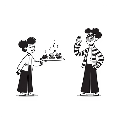 playful doodle illustration of 'Tung tung iftar' and 'bobrito bandito' together, featuring whimsical hand-drawn elements, black doodle style sticker