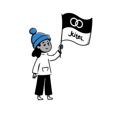 girl with blue beanie holding a protest flag for social justice sticker