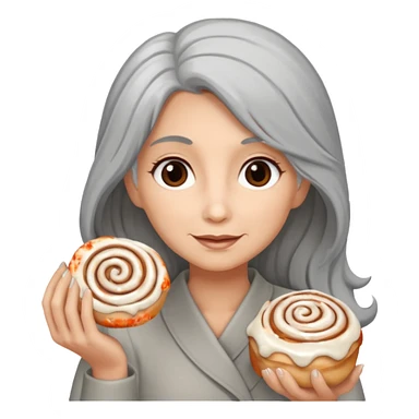 Lady-long hair- gray- cinnamon roll sticker