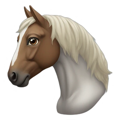 human upper body with horse head sticker