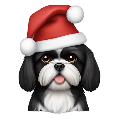 ALL BLACK SHIH TZU CHRISTMAS HAT sticker