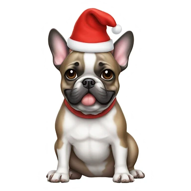French Bulldog with a Santa hat sticker