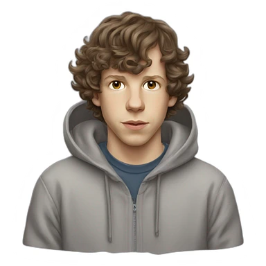 Jesse Eisenberg grey hoodie brown hair sticker