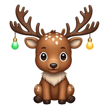 reindeer baby  cute, full body lights whire aropund his head sticker