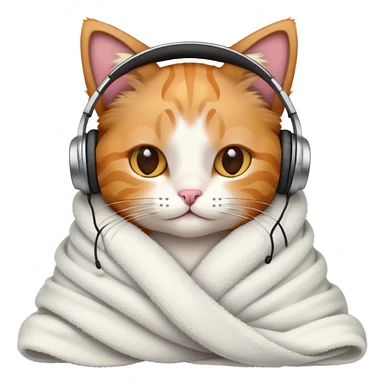 cat wearing headphones in a blanket  sticker